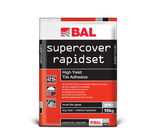 15kg BAL Supercover Rapidset Adhesive Grey