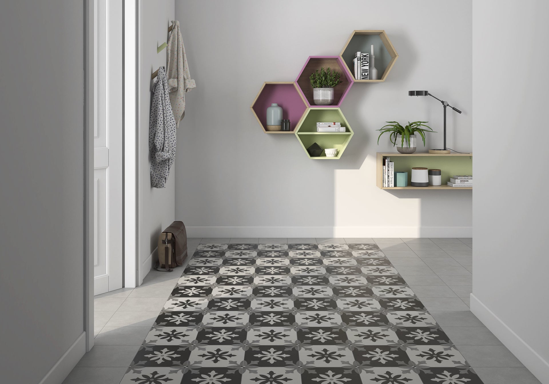 Bordeaux Paris Blanco Patterned Tile