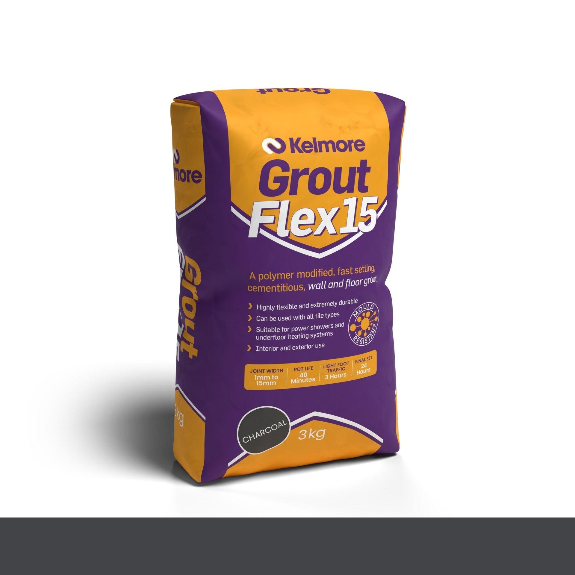 Kelmore Charcoal Flex-15 Grout 3kg