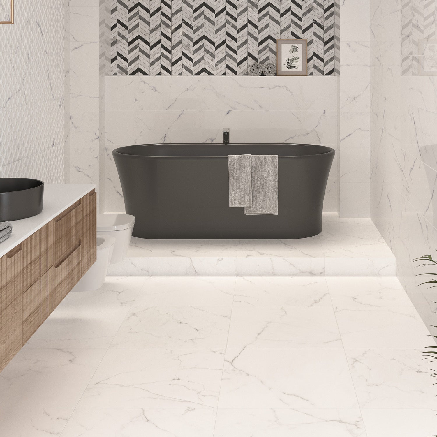 Fontwell Carrara White Floor Tile