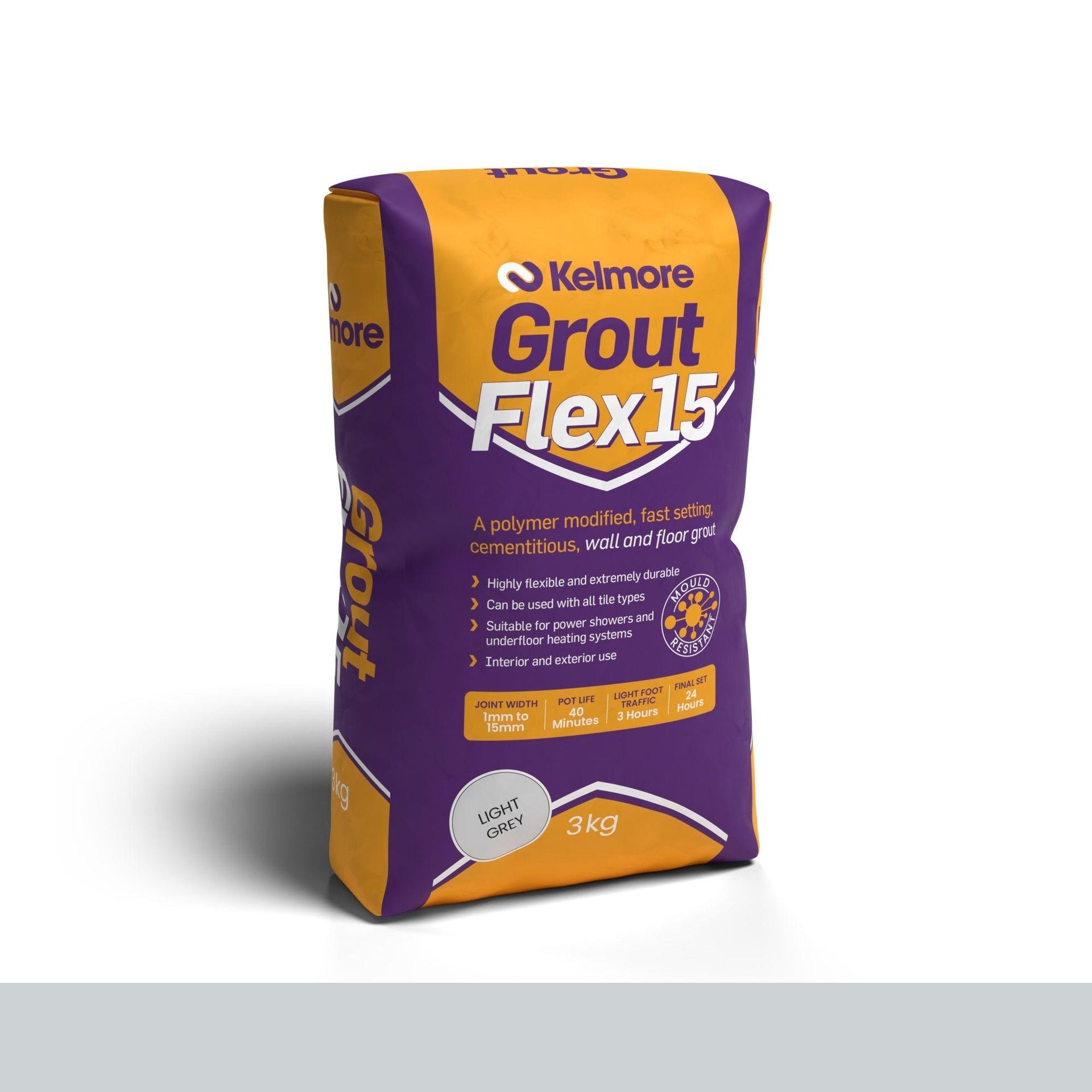 Kelmore Light Grey Flex-15 Grout 3kg