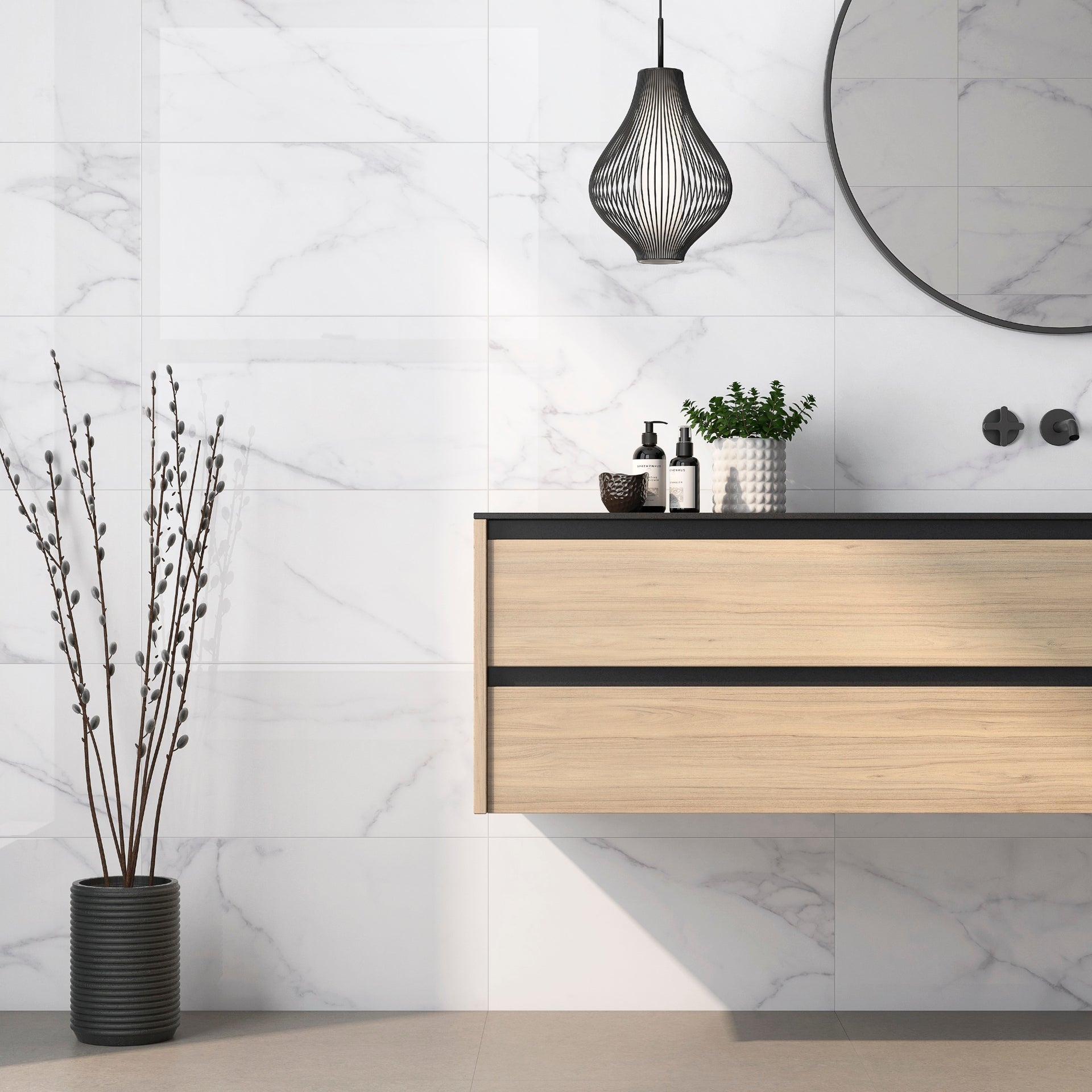 Maison Carrara White Matt Marble Effect Wall Tiles