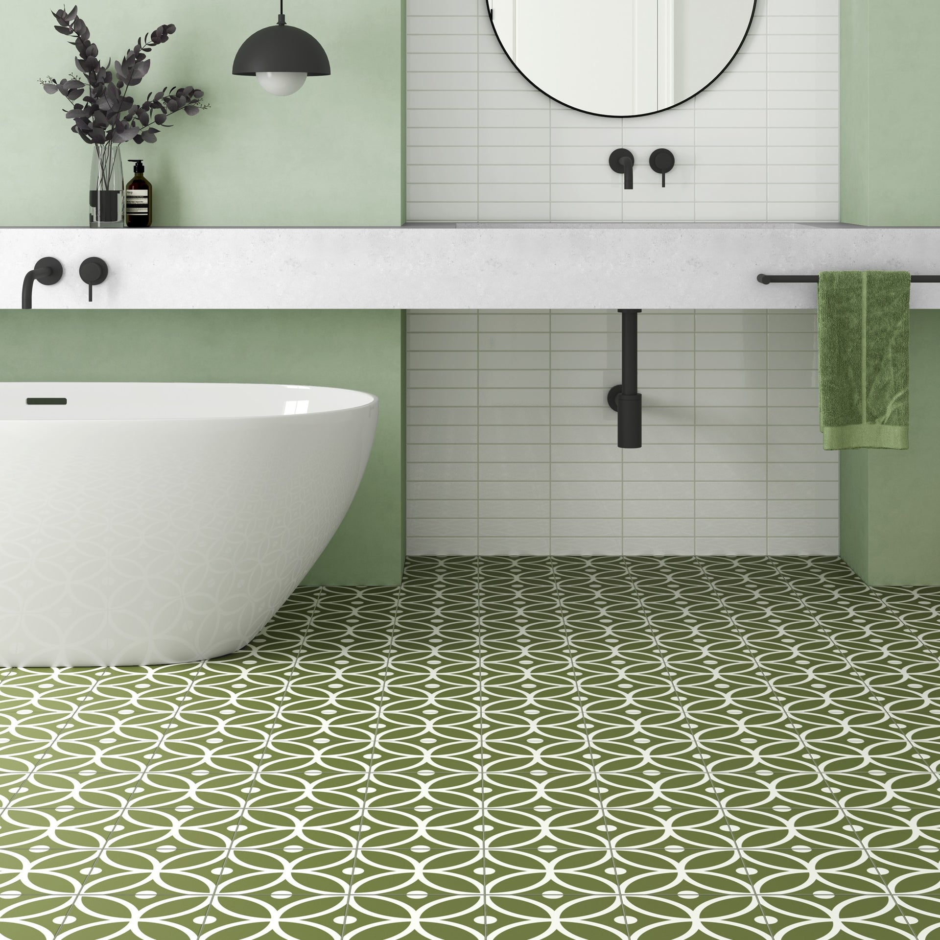 Middleham Hetton Verde Patterned Tile