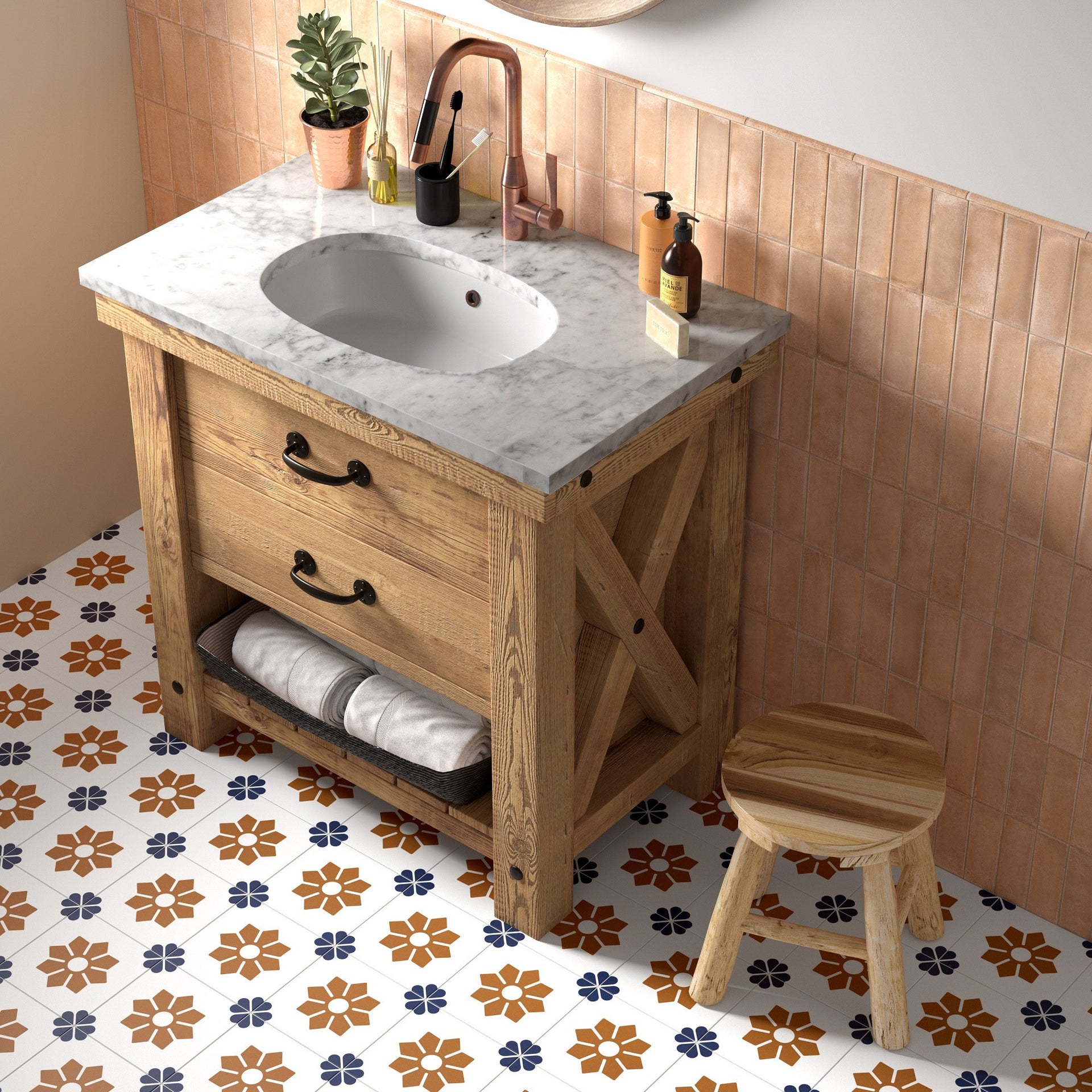 Middleham Burnsall Patterned Tile